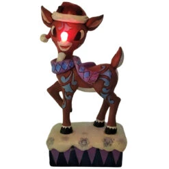 Jim Shore - Rudolph Traditions- Lighted Rudolph With Santa Hat -Christmas Discount Store 518340 Jim Shore Rudolph Traditions Lighted Rudolph With Santa Hat lit 35984.1649876767