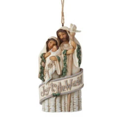 Jim Shore White Woodland Holy Family Nativity Joy To The World Ornament