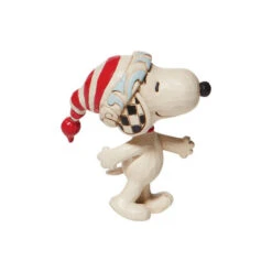 Jim Shore Mini Snoopy With Red White Stocking Hat Figurine