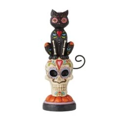 Jim Shore Day Of The Dead Black Cat And Skull Figurine