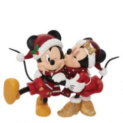 Jim Shore Disney Showcase Holiday Kissing Couple Mickey & Minnie Figurine