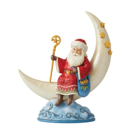Jim Shore Heartwood Creek Santa On Cresent Moon