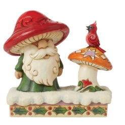 Jim Shore Heartwood Creek Santa By Mushroom And Bird Gnome