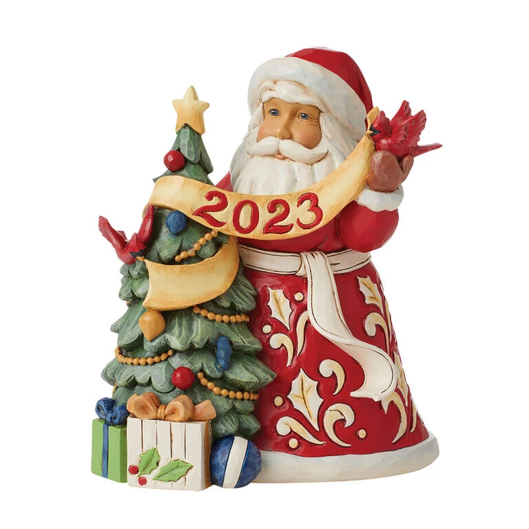 Enesco Jim Shore Dated 2023 Santa And Christmas Tree Figurine, 7.2" 3 Enesco Jim Shore Dated 2023 Santa And Christmas Tree Figurine, 7.2"