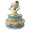 Enesco Jim Shore Snoopy Jumping Out Of Birthday Cake Figurine, 5.5" -Christmas Discount Store Jim Shore Peanuts Two Tier Cake Folk Art Figure 6005944 01