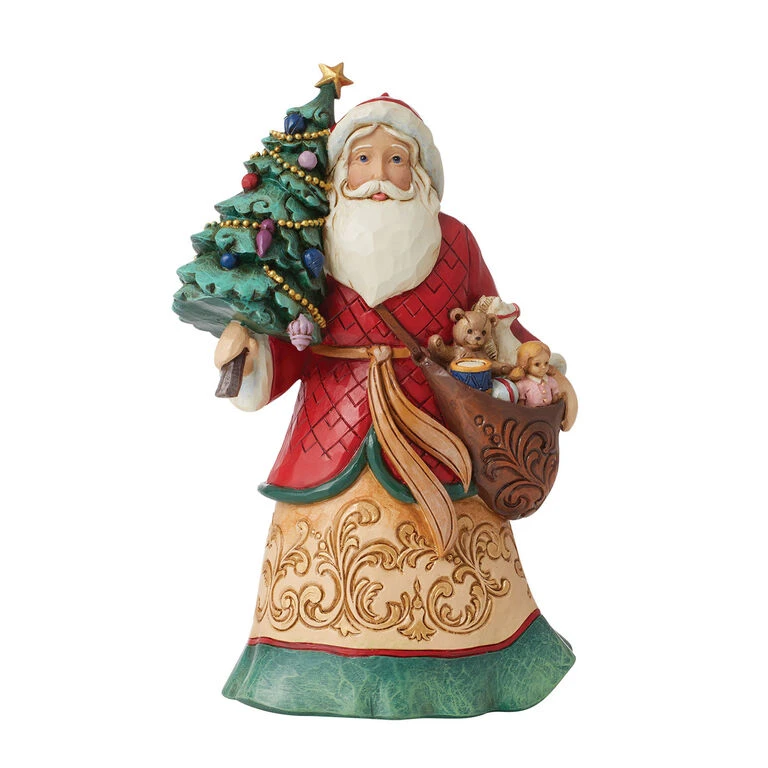Enesco Jim Shore Santa With Christmas Tree And Toy Bag Figurine, 8.07" 3 Enesco Jim Shore Santa With Christmas Tree And Toy Bag Figurine, 8.07"