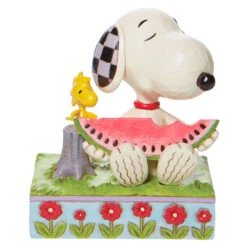 Enesco Jim Shore Peanuts Snoopy & Woodstock Sharing Watermelon Figurine, 4.625"