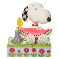 Jim Shore Peanuts Snoopy & Woodstock Sharing Watermelon Figurine
