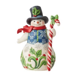 Enesco Jim Shore Snowman With Candy Cane Figurine, 8.7"