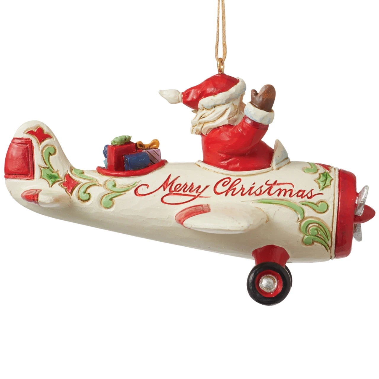 Jim Shore - Heartwood Creek - Santa In Airplane Ornament - Image 4